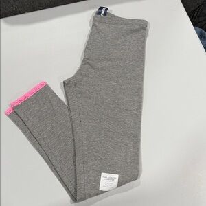 Girls Old Navy Gray Leggings with Pink Lace Trim